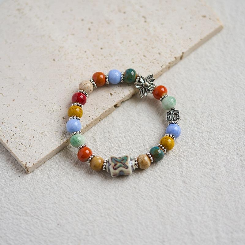 Literary Bracelet Maillard Color Jingdezhen Ceramic Bracelet Female Gift Student National Style Creative National Style Accessories