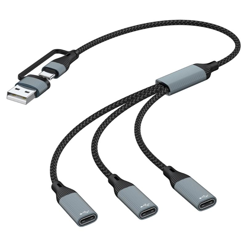 Cablu Splitter USB, USB/Type C Masculin la 2/3 Conectori Prelungitor Feminin, Hub Port USB Adaptor Split Putere Date&Încărcare