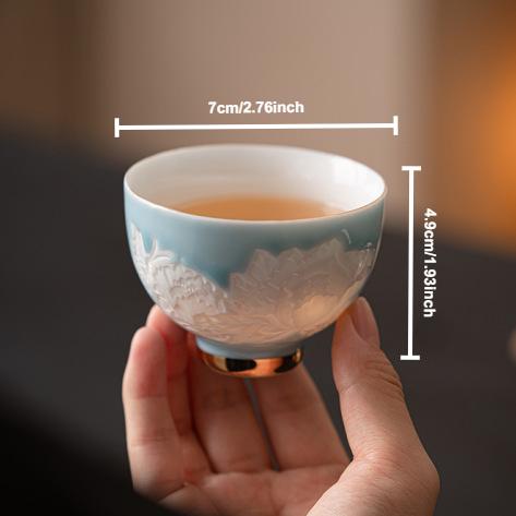 

100ml Handmade Butterfly Flower Teacup Carving Tea Cup Master Cups Japanese Household Teaware Chinese Kungfu Ceramic Teacups синий