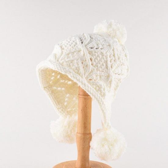 Women Casual Knitted Pom Pom Hat Beanie Cap Warm Cute Crochet Beanie Hat Winter