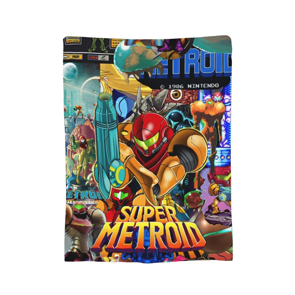 Metroid Hrdina Hra Hodit Deku na Pohovku Měkká Útulná Plyšová Deku 50x60 Palců Vícevelikostní Přehozy na Postel pro Všechna Roční Období