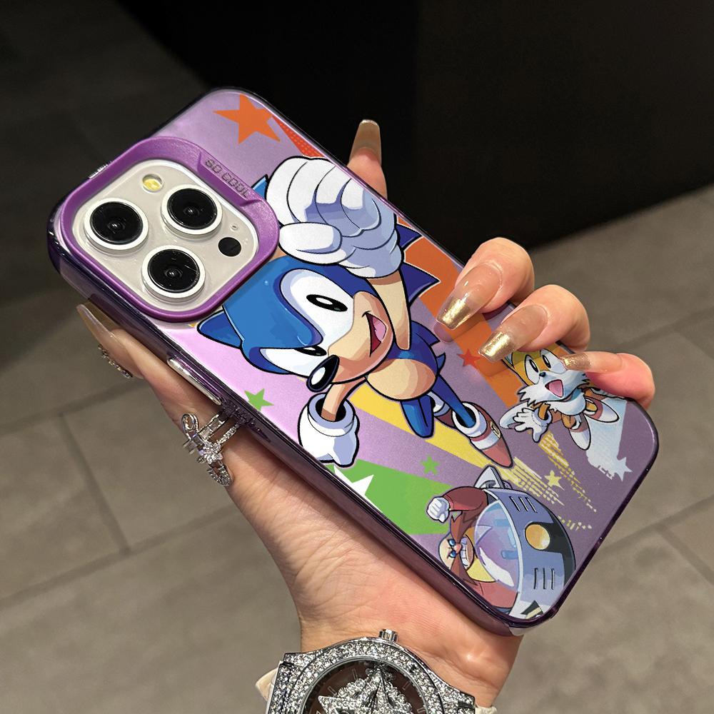 Cartoon Hedgehog S-Sonics Phone Case for Samsung Galaxy S26 S25 Edge S24 S23 S22 S21 FE S20 Ultra Plus 5G Colorful Silver Cover
