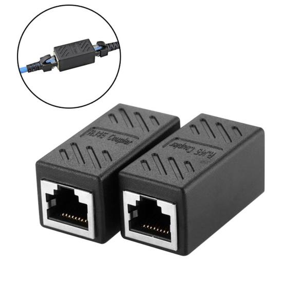 2Pcs RJ45 Female LAN Ethernet Cable Coupler Cat5/Cat6 Extender Adapter Connector