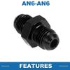 A ABSOPRO Female Flare Reducer Hose Fitting Adapter AN6 AN6 Fuel Line Connector Aluminum Black