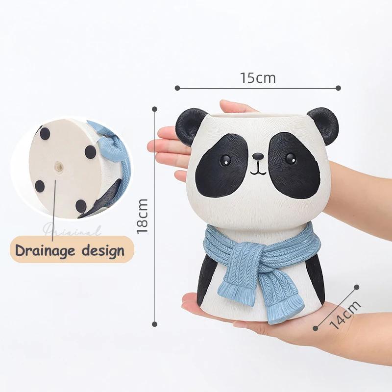 Animal Planter for Succulents Plants, Cute Panda Bear Lion Flower Pot Decorative Garden Figures Home Tabletop Decor 18cm/ 7inch