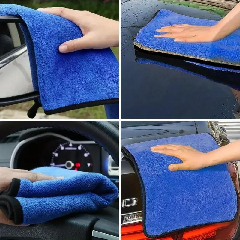 1/5PCS Microfiber Cleaning Towel Thicken Soft Drying Cloth Car Body Washing Towels Double Layer Clean Rags Car Accessories