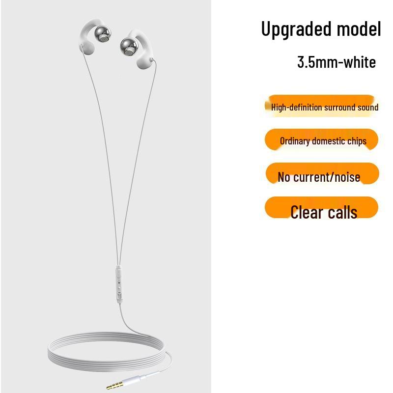 Bone Conduction Wired Earphones with Type-C and 3.5mm Connectors, Ear Clip Design, Wired Control Microphone, Ideal for Gaming