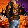 Men's Long Sleeve Printed Neck T-Shirt with Ribbed Texture Casual Tee