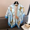 Light luxury horse simulation silk high-end sense 111cm large square scarf silk scarf printed shawl sunscreen scarf headscarf scarf