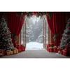 Christmas Photography Backdrop Red Curtain Winter Xmas Tree Gifts Cane Indoor Decor Holiday Party Portrait Background Ph555
