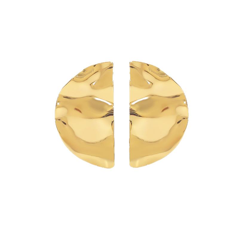 European and American fashion personality niche exaggerated design stainless steel stud earrings geometric semicircular symmetrical personalized
