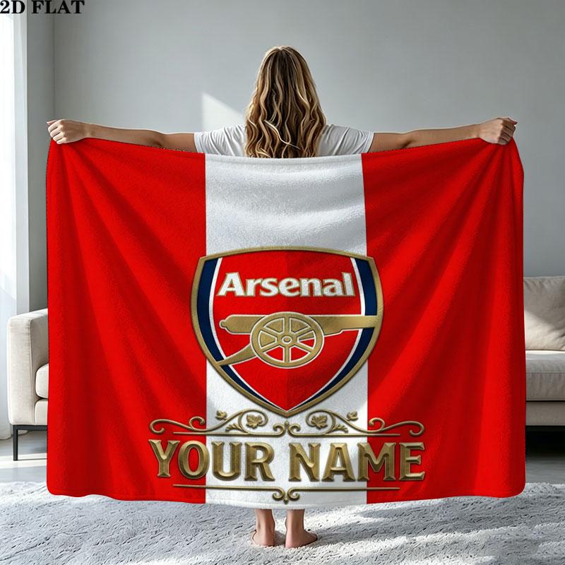 1PC Arsenal F Custom Name Patterned Flannel Blanket Suitable For All Seasons for Home Decor Warmth and Comfort Gifts Holiday Present