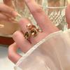 Pearl water drop square open ring exquisite light luxury fashion index finger ring trendy personalized jewelry women