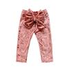 Fashion Toddler Kids Baby Girl Bowknot Bottoms Pleuche Long Pants Leggings Clothes