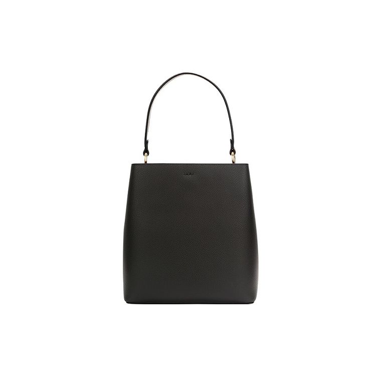 Coach Town 26 Gold Logo Detachable Shoulder Strap Solid Pebbled Leather Bucket Bag Crossbody Shoulder Bag Medium Women bags Black 91122-IMLON