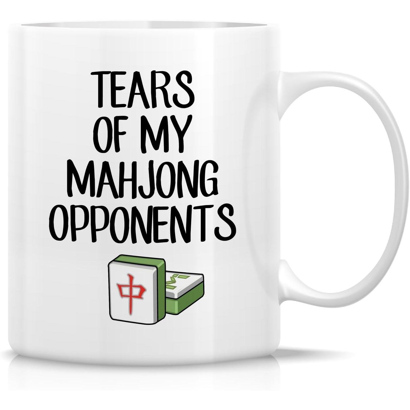 Retreez Funny Mahjong Mug Gift Tears Of My Mahjong Opponents Chinese Mah-Jongg 11oz Ceramic Coffee Mugs- Humor Sarcastic Motivat 320ml