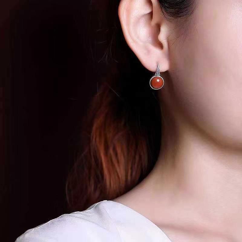 Boucles d'oreilles pour femmes Motif creusé rétro mat en imitation Nan Hong