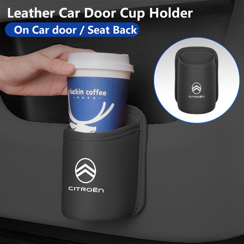 Leather Car Door Cup Holder for Citroen C3 C4 C5 C1 C2 Berlingo Celysee Xsara Picasso - Drink Storage Organizer Accessory
