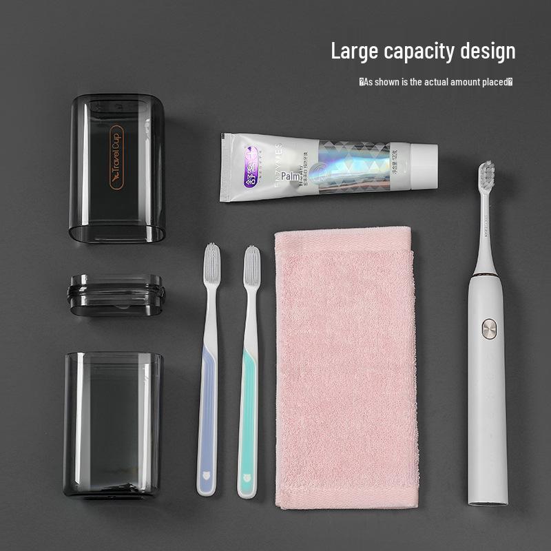 Portable Travel Wash Set: Toothbrush Holder, Mouthwash Cup & Wash Bag for Men and Women