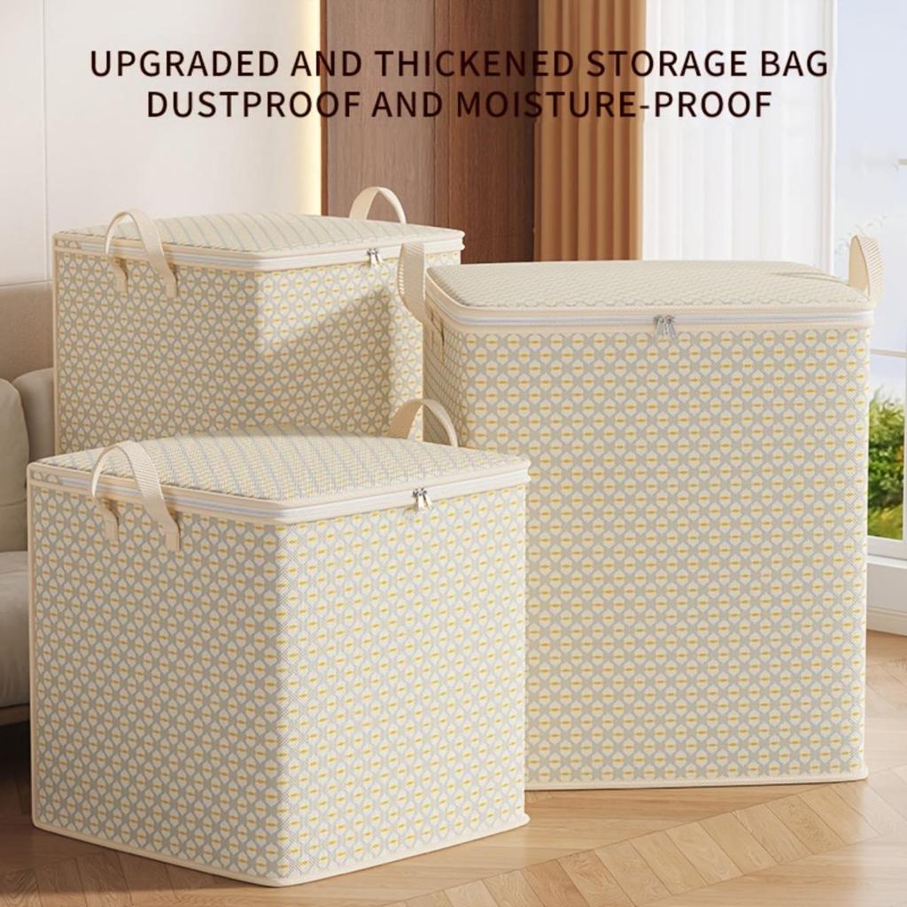 Extra-large 220-liter Fabric Storage Bin for Quilts, Linens, Clothes and Underwear - Portable and Lightweight with Zippers and Handles,Easy Carrying