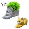 Home Soft Furnishing Decor Creative Resin Cat Planter, Cute Lying Flower Pot for Garden Unique Shaped Vase Yard, Adorable Animal Plant Holder, Indoor