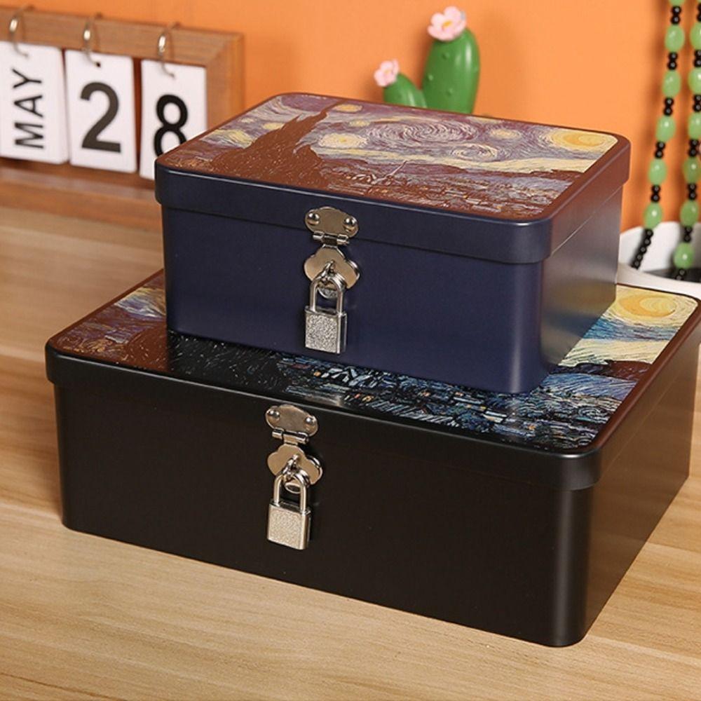 Large Capacity Locking Storage Trunk High Quality Jewelry Storage Metal Box Tinplate Box  Gift