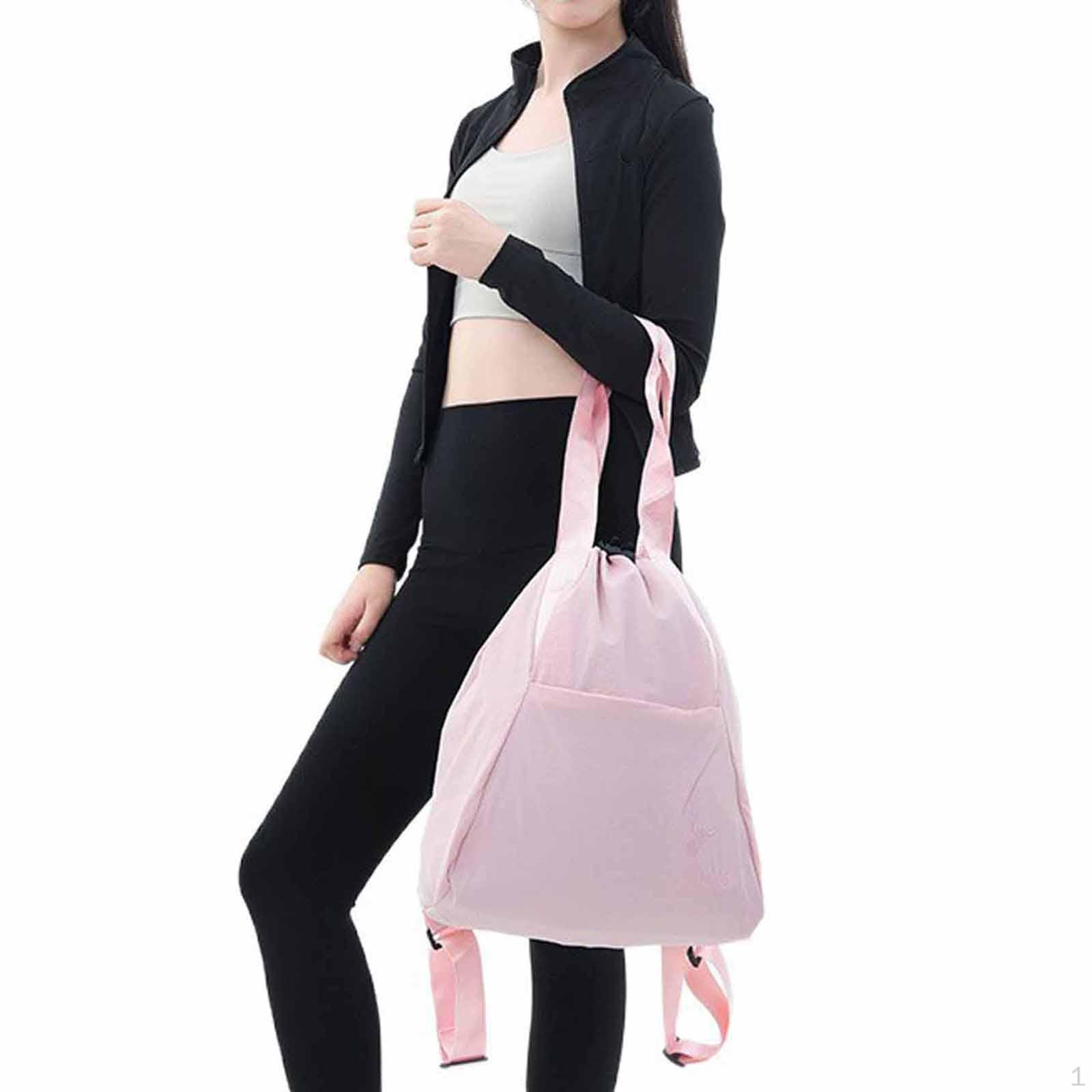 

Backpack with Drawstring, Casual Oxford , Adjustable Shoulder Strap, Bag, Ideal for Jazz Dance, Pink