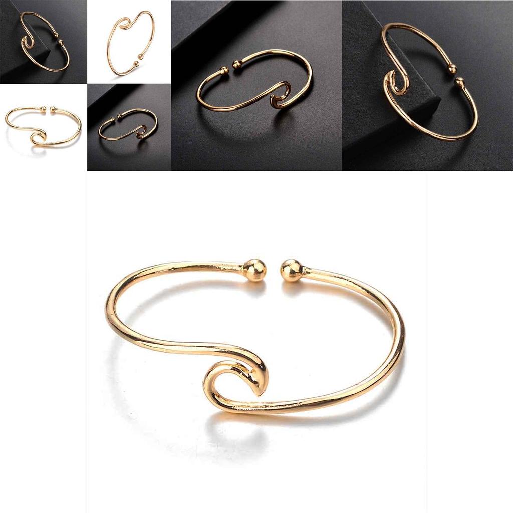 Elegantes Einfaches Wellenöffnungsarmband Mit Möwenförmigem Design Verstellbarer Goldlegierungs Schmuck