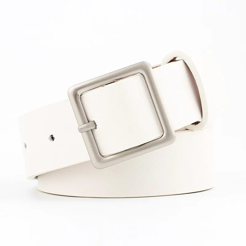 Women's Belt Japanese Trendy Korean Trendy Minimalist Square Buckle Versatile Pu Leather Belt With Skirt Jeans HighEnd Lady Belt