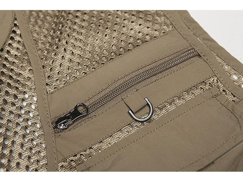 Men's Lightweight Cotton Multi-Pocket Mesh Vest - Sleeveless, Plus Size, Ideal for Summer, Fishing, and Outdoor Activities.