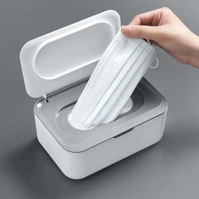 Paper Towel Box with Lid Portable for Distributing Wet Wipes Dust Cover Home Office Mask Storage Box Sealing and Organizing