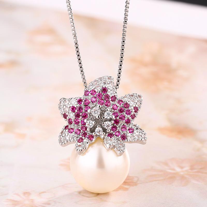 

Осенью и зимой новые ювелирные изделия мода имитация натурального жемчуга рубин ожерелье серьги юбка мода