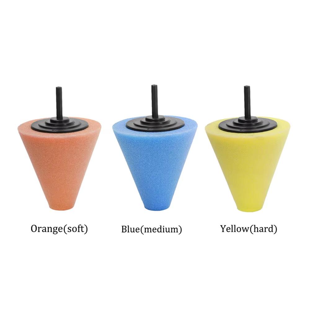 Auto Wheel Polishing Sponge Used for Electric Drill 3inch/ 4inch Burnishing Ball Polishing Cone Car Hub Buffing Sponge