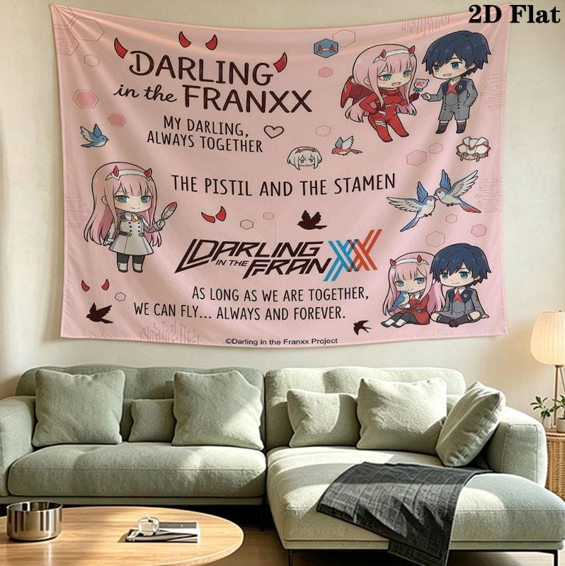 Franxx Wall Tapestry Aesthetic Wall Hanging Printed Fabric Blanket Decorative Tapestries For Bedroom Living Room Home Decor