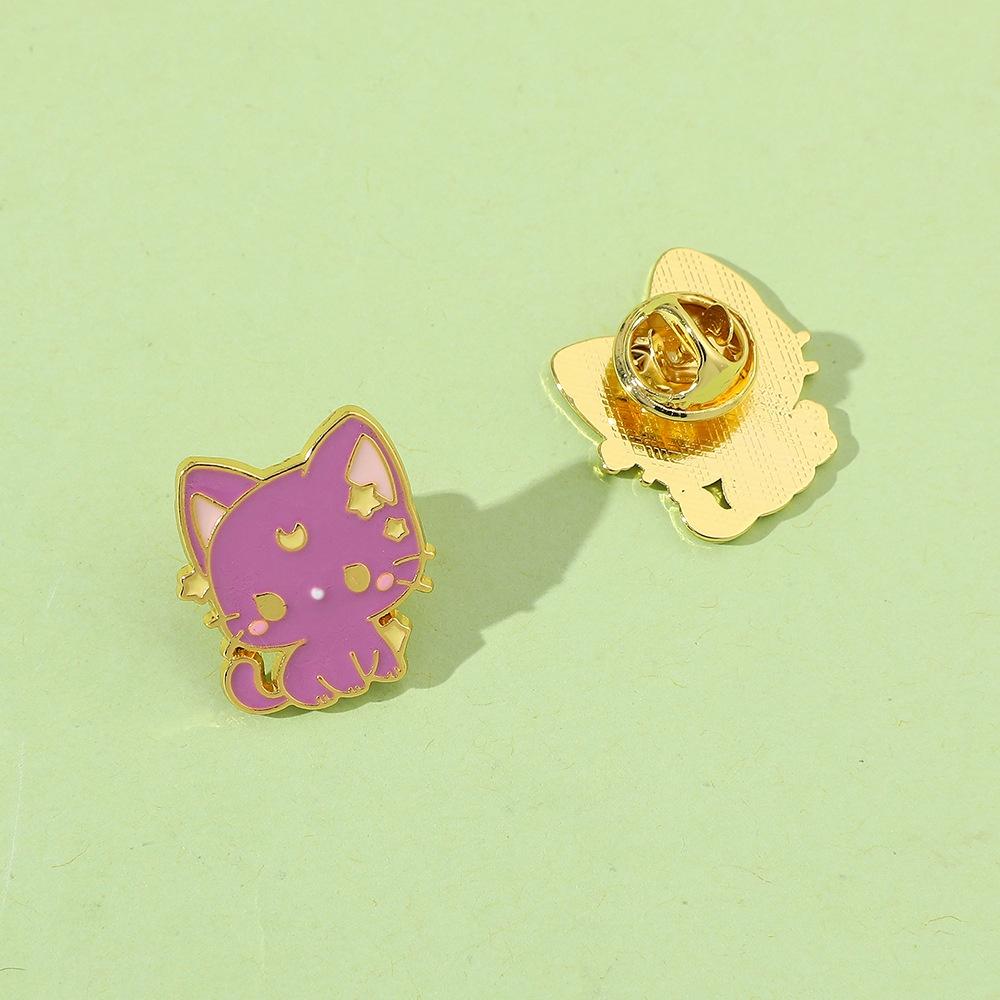 Cartoon Adorable Moon Kitty Pin Cute Alloy Brooch For Bags And Accessories