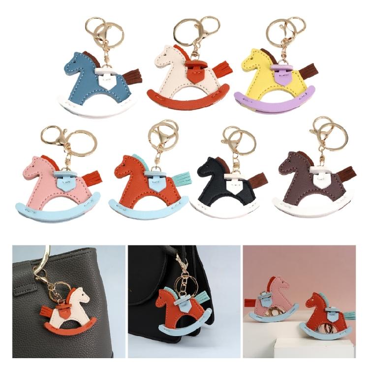 Fashion Key Rings Key Decorations Horse Shape Key Accessory Bag Ornament PU Leather Texture Keychain Perfect for Gifting