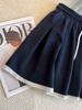 Women's Summer Lace Trim Pleated A-line Skirt with Elastic High Waist and Drawstring