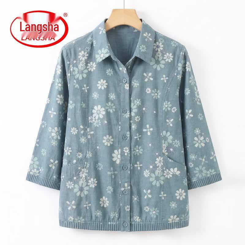 Lasa Women s Summer 3/4 Sleeve Floral Cardigan Jacket 5XL