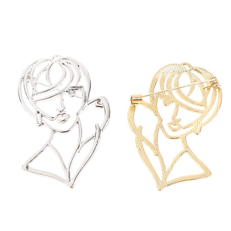 Cheap Cute Hollow Beauty Lady Brooch Girl Figure Office Casual Brooch