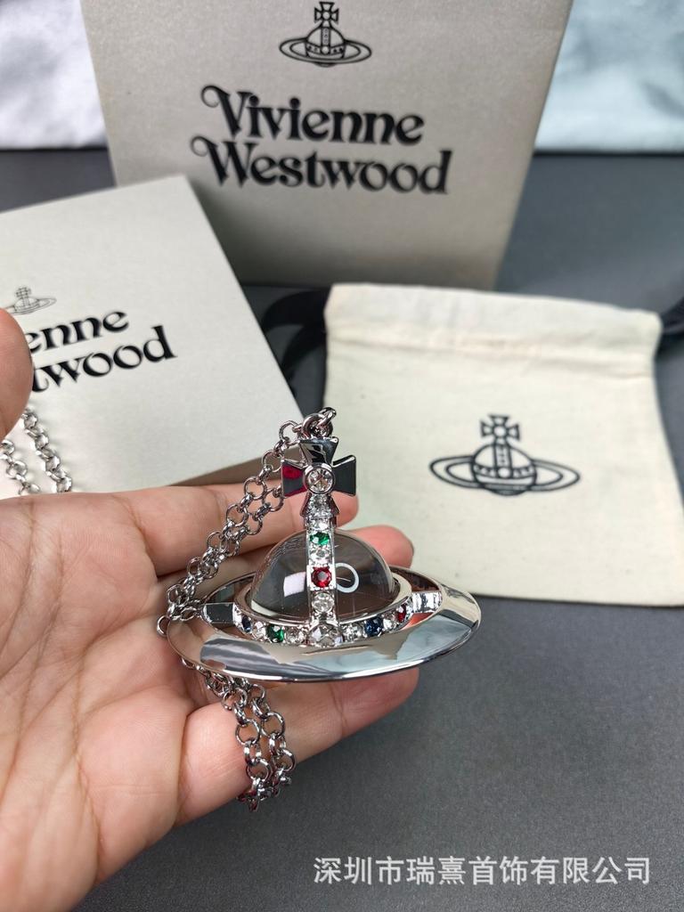 Vysoká verze Královna matka Západu nadměrná 30MM obří koule trojrozměrný planetární náhrdelník Saturn vysoce kvalitní klasický svetr řetízek dámský