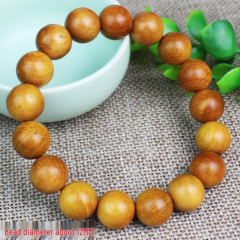 Zhemu 2.0 Gelbes Sandelholz Buddhistisches Perlenarmband (108 Perlen) für Männer und Frauen