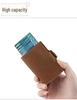 Vintage 2025 Men's Double-Layer Crazy Horse Leather Card Holder with Push-Button Pop-Up and Aluminum Clip
