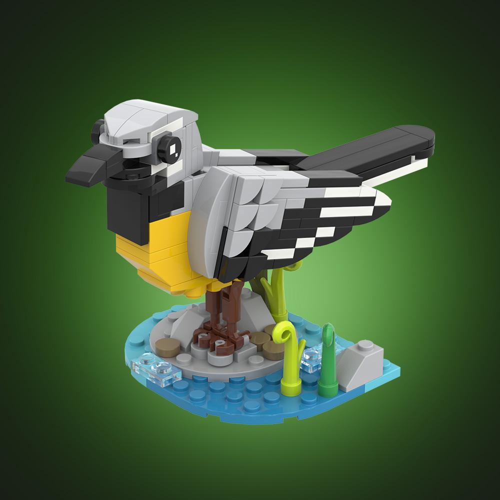 Gobricks MOC Grey Wagtail Building Blocks Animal Worlds Grey Wagtail Birds Bricks Model DIY Assembly Toys Kids Birthday Gifts
