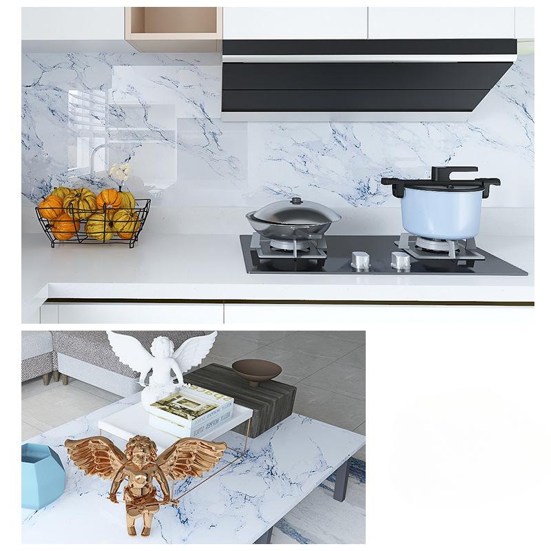 Film auto-adhésif en marbre pour cuisine, poêle à Film résistant à l'huile, étanche à l'humidité, autocollant de carrelage de rénovation d'armoire de comptoir