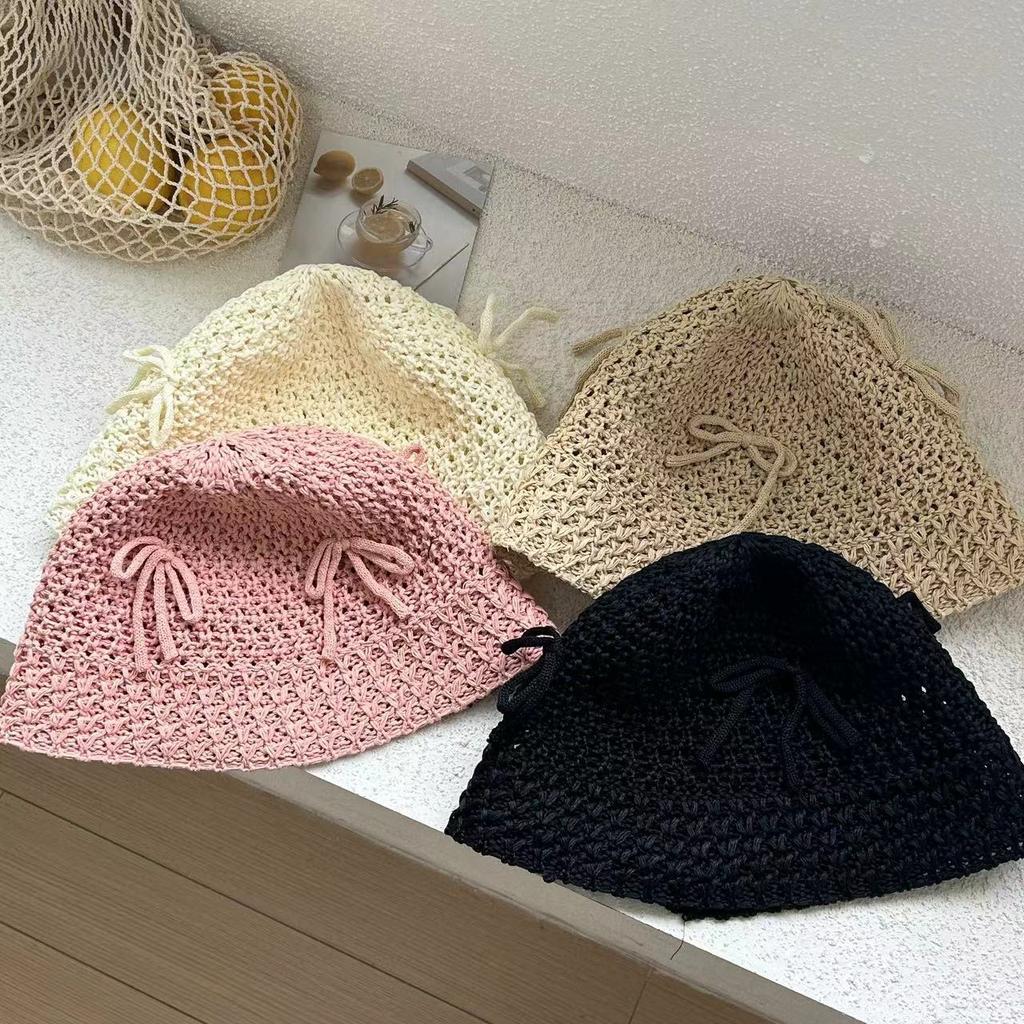 Korean Of Version Plaited Spring And Summer Lovely Bow Knit Womens Sunshade Hat