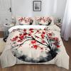 Copripiumino Matrimoniale 3D Fiore di Ciliegio, Set Biancheria da Letto a Tema Giapponese Fiori di Ciliegio, Set Copripiumino e Federe in Microfibra 50x75cm