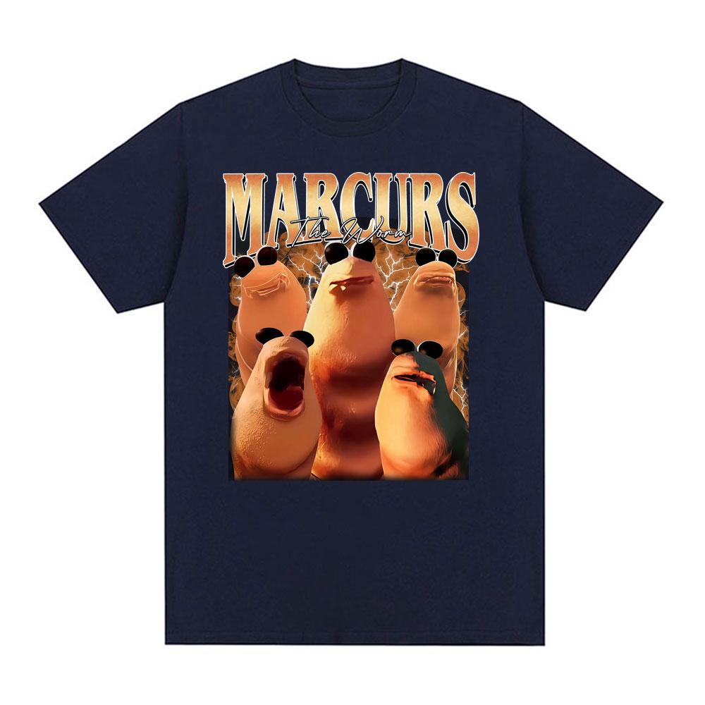 Funny Marcus The Worm Meme T-shirt Unisex Fashion Cartoon Vintage T-shirts Men's Casual 100% Cotton Oversized T Shirt Streetwear