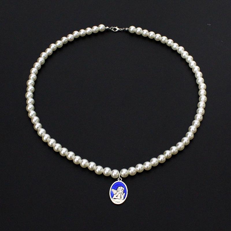 

Новое элегантное ожерелье из искусственного жемчуга, женская мода, с кулоном в виде ангела Мадонны