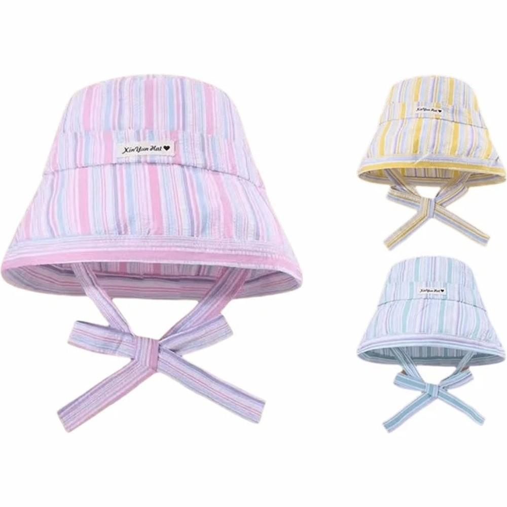 Contrasting Color Wide-edged Sun Hat Lace-up Wide Brim Fisherman Hat  Summer