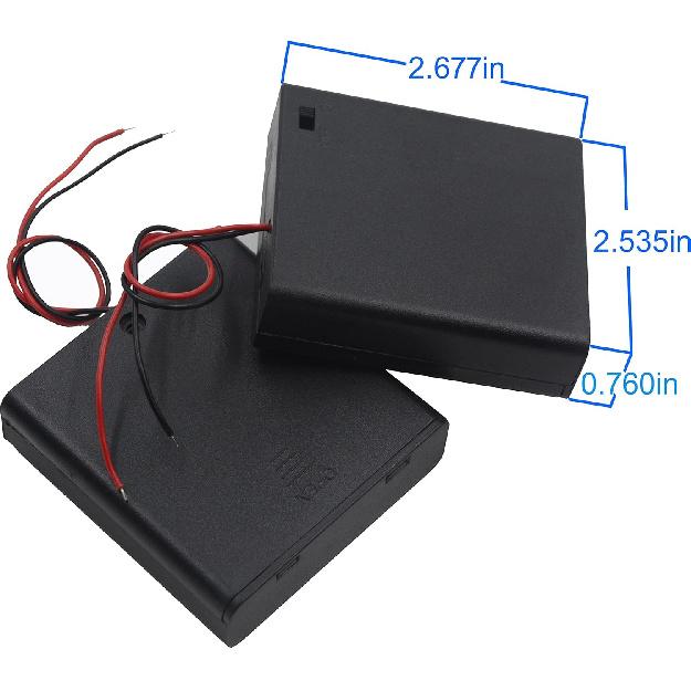 (Packung mit 2 4 AA 6V Batteriehalter mit Schalter, 4X 1,5V AA Batteriehalter mit Kabeln und Schalter